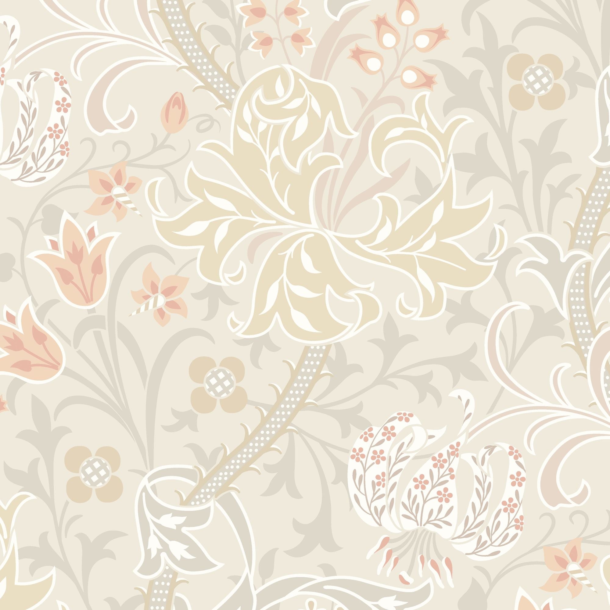 HWA1126W Lily Ogee Natural Stone Wallpaper by Hoopla Walls
