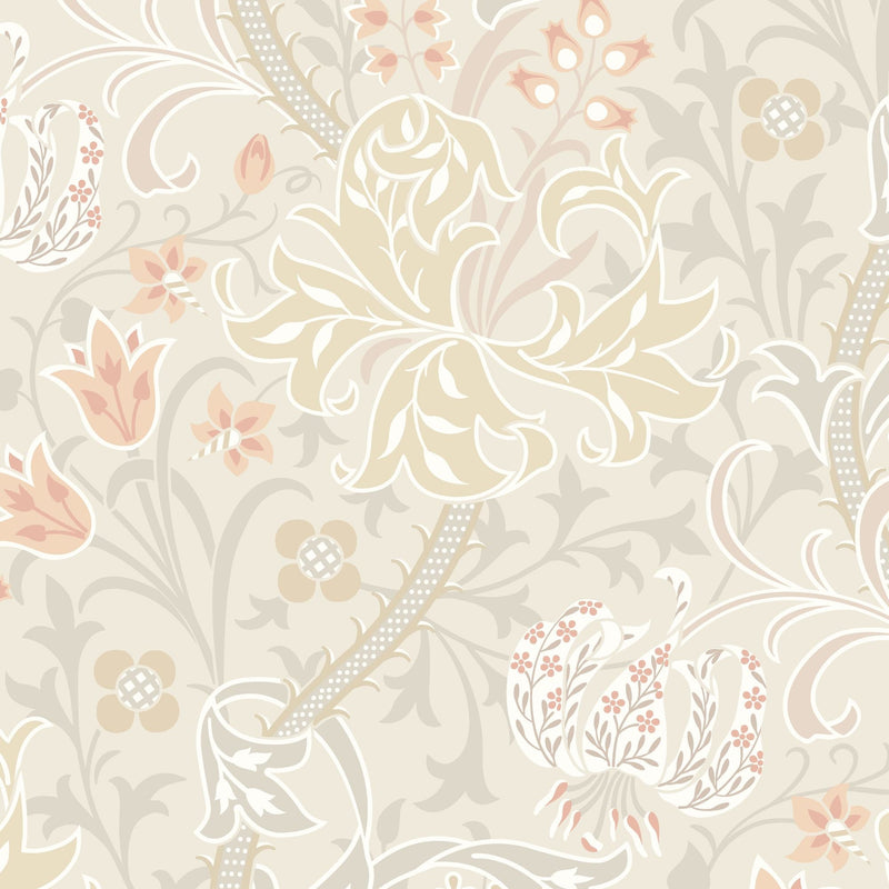 HWA1126W Lily Ogee Natural Stone Wallpaper by Hoopla Walls