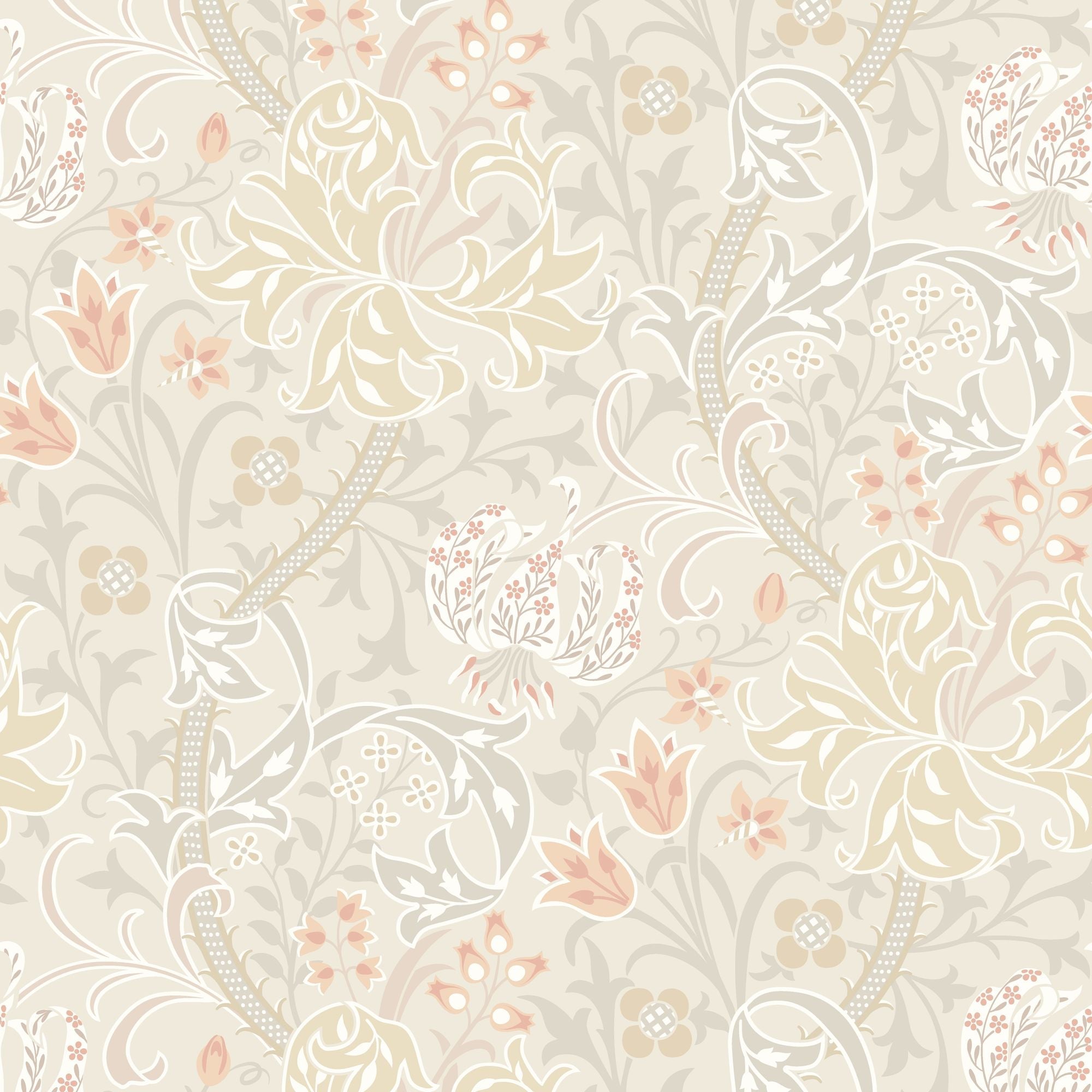 HWA1126W Lily Ogee Natural Stone Wallpaper by Hoopla Walls