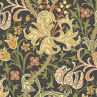 HWA1131W Lily Ogee Black Wallpaper by Hoopla Walls