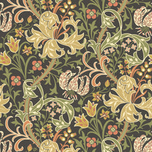 HWA1131W Lily Ogee Black Wallpaper by Hoopla Walls