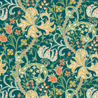 HWA1132W Lily Ogee Emerald Green Wallpaper by Hoopla Walls