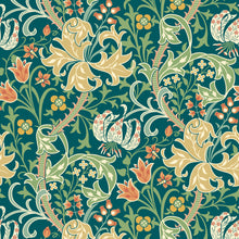HWA1132W Lily Ogee Emerald Green Wallpaper by Hoopla Walls