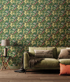 HWA1133W Lily Ogee Forest Green Wallpaper by Hoopla Walls