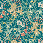 HWA1134W Lily Ogee Teal Wallpaper by Hoopla Walls