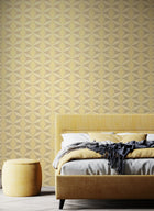 HWA1048W Sunray Diamond Grey & Yellow Wallpaper by Hoopla Walls