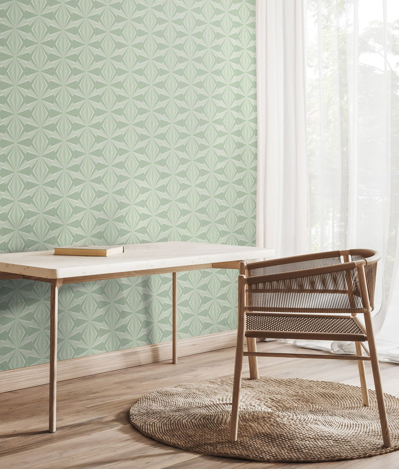 HWA1051W Sunray Diamond Mint Green Wallpaper by Hoopla Walls
