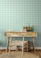 HWA1052W Sunray Diamond Teal Blue Wallpaper by Hoopla Walls