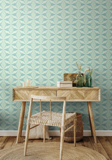 HWA1052W Sunray Diamond Teal Blue Wallpaper by Hoopla Walls