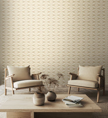 HWA1055W Sunray Diamond Beige Wallpaper by Hoopla Walls