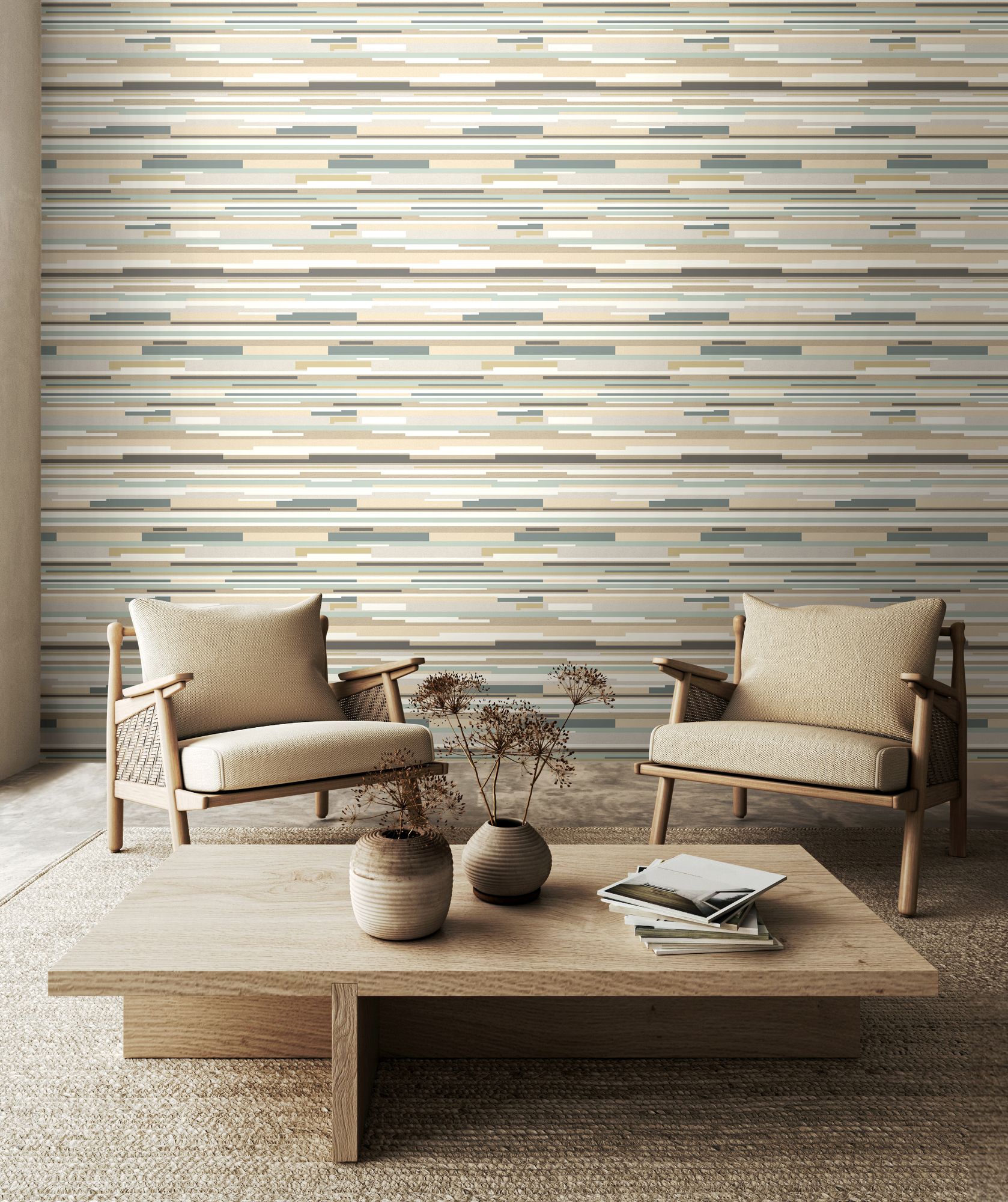 HWA1058W Horizontal Stripe Grey Wallpaper by Hoopla Walls