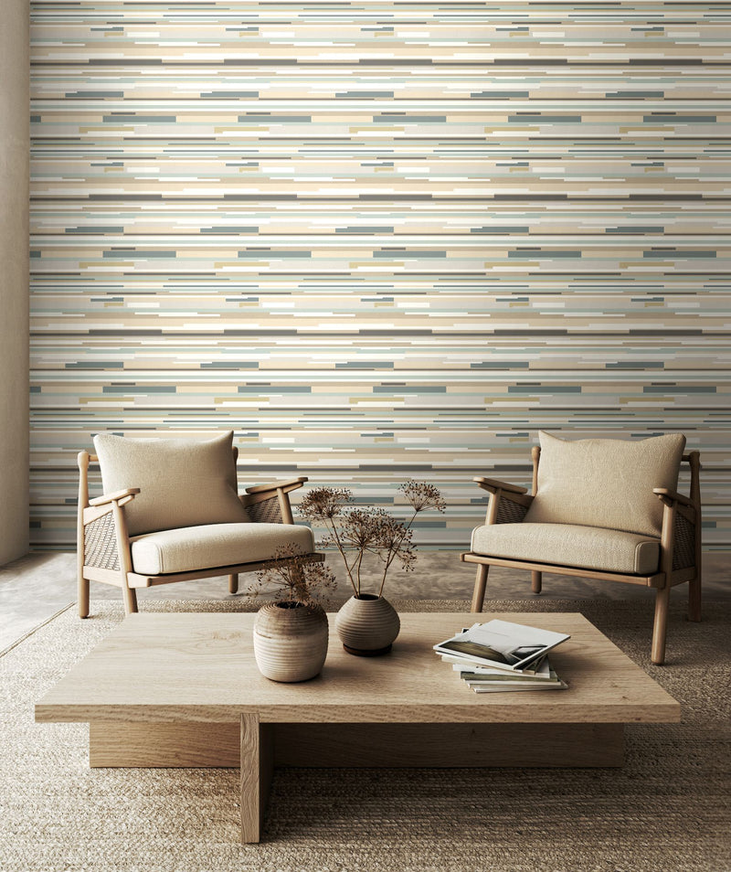 HWA1058W Horizontal Stripe Grey Wallpaper by Hoopla Walls