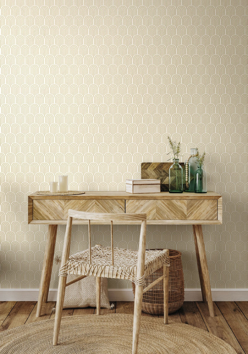 HWA1066W Retro Arch Cream Wallpaper by Hoopla Walls