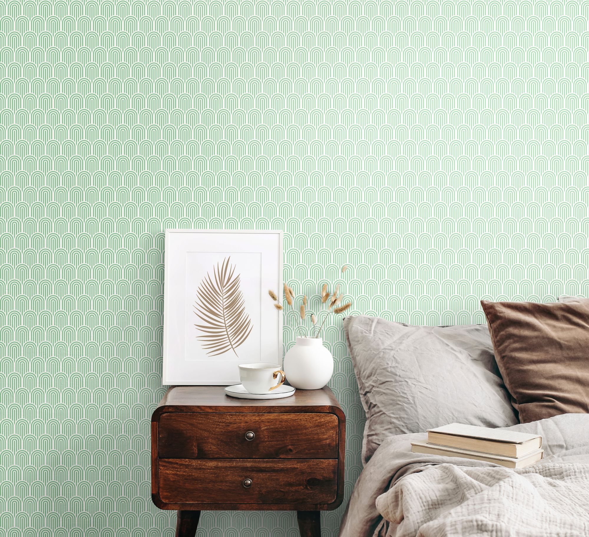 HWA1070W Retro Arch Mint Green Wallpaper by Hoopla Walls