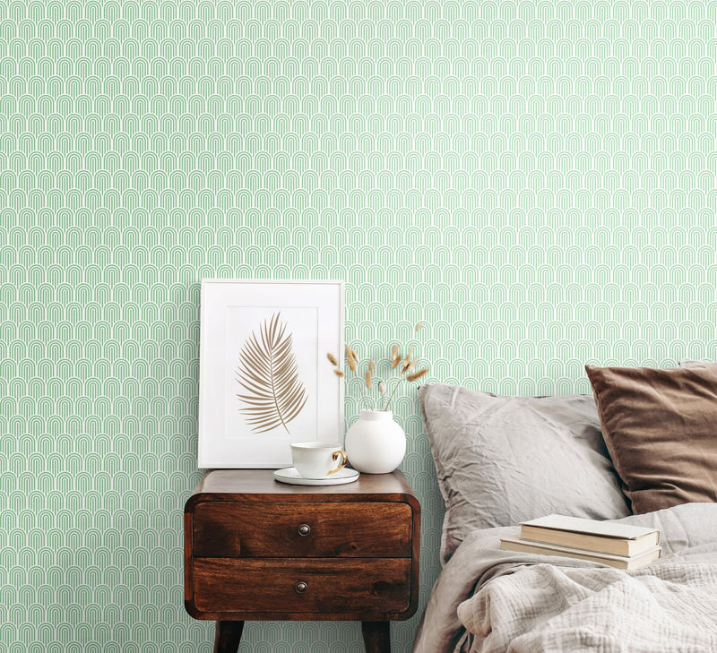 HWA1070W Retro Arch Mint Green Wallpaper by Hoopla Walls