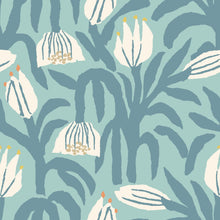 HWA1148W Chunky Flower Denim Wallpaper by Hoopla Walls