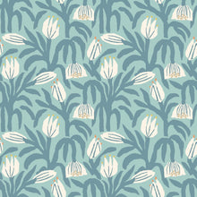 HWA1148W Chunky Flower Denim Wallpaper by Hoopla Walls