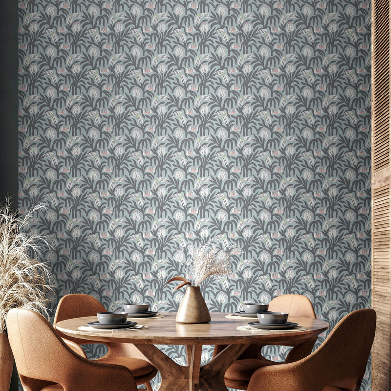 HWA1149W Chunky Flower Summer Shower Wallpaper by Hoopla Walls