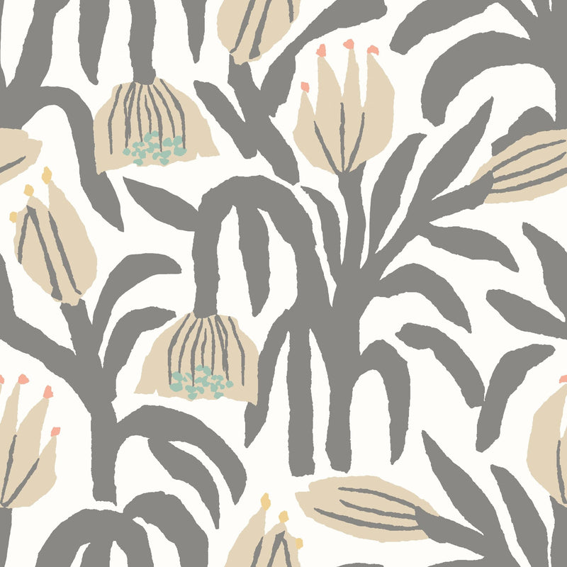 HWA1150W Chunky Flower Black & White Wallpaper by Hoopla Walls
