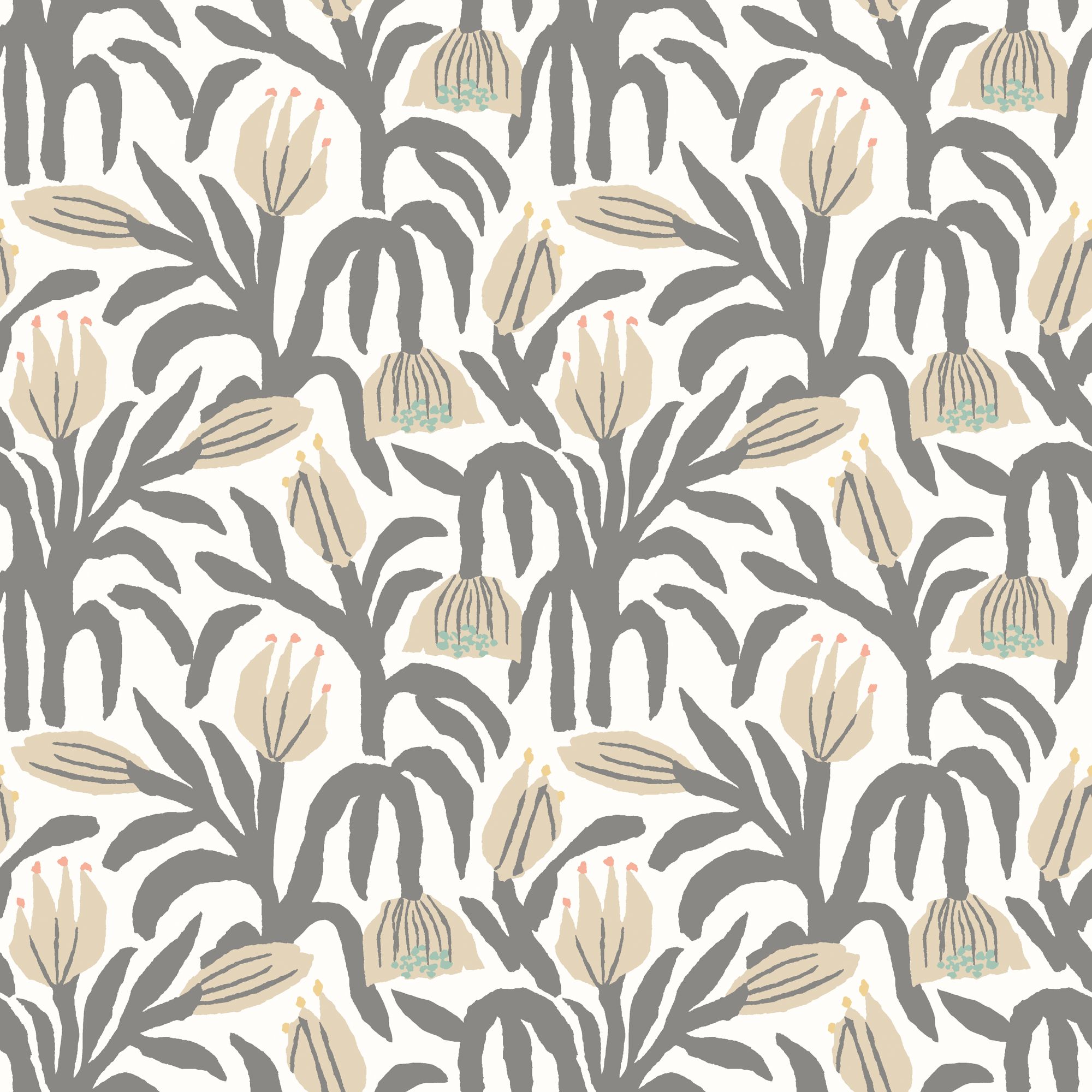 HWA1150W Chunky Flower Black & White Wallpaper by Hoopla Walls