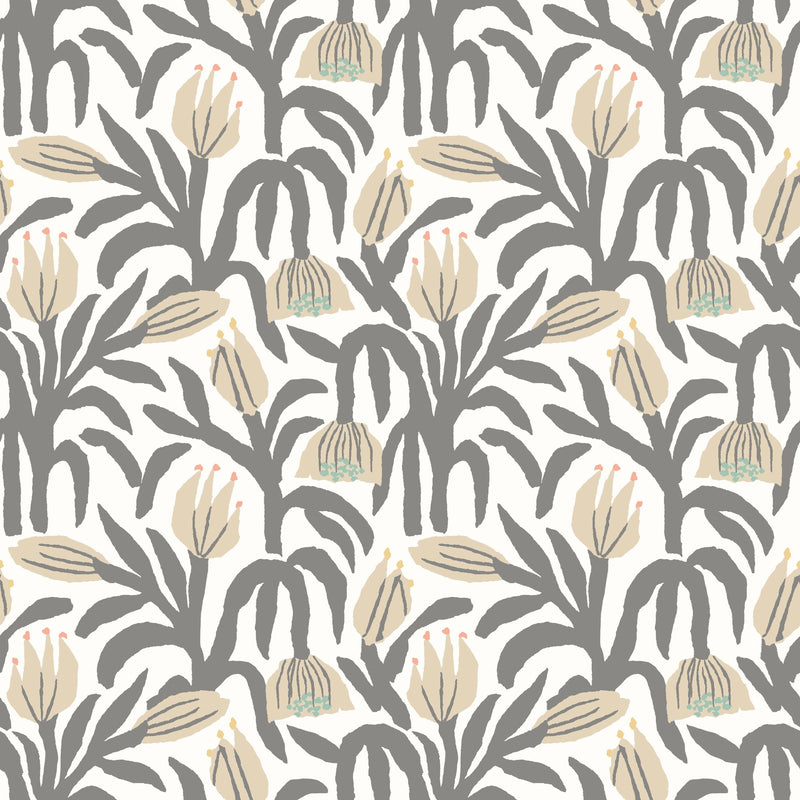 HWA1150W Chunky Flower Black & White Wallpaper by Hoopla Walls