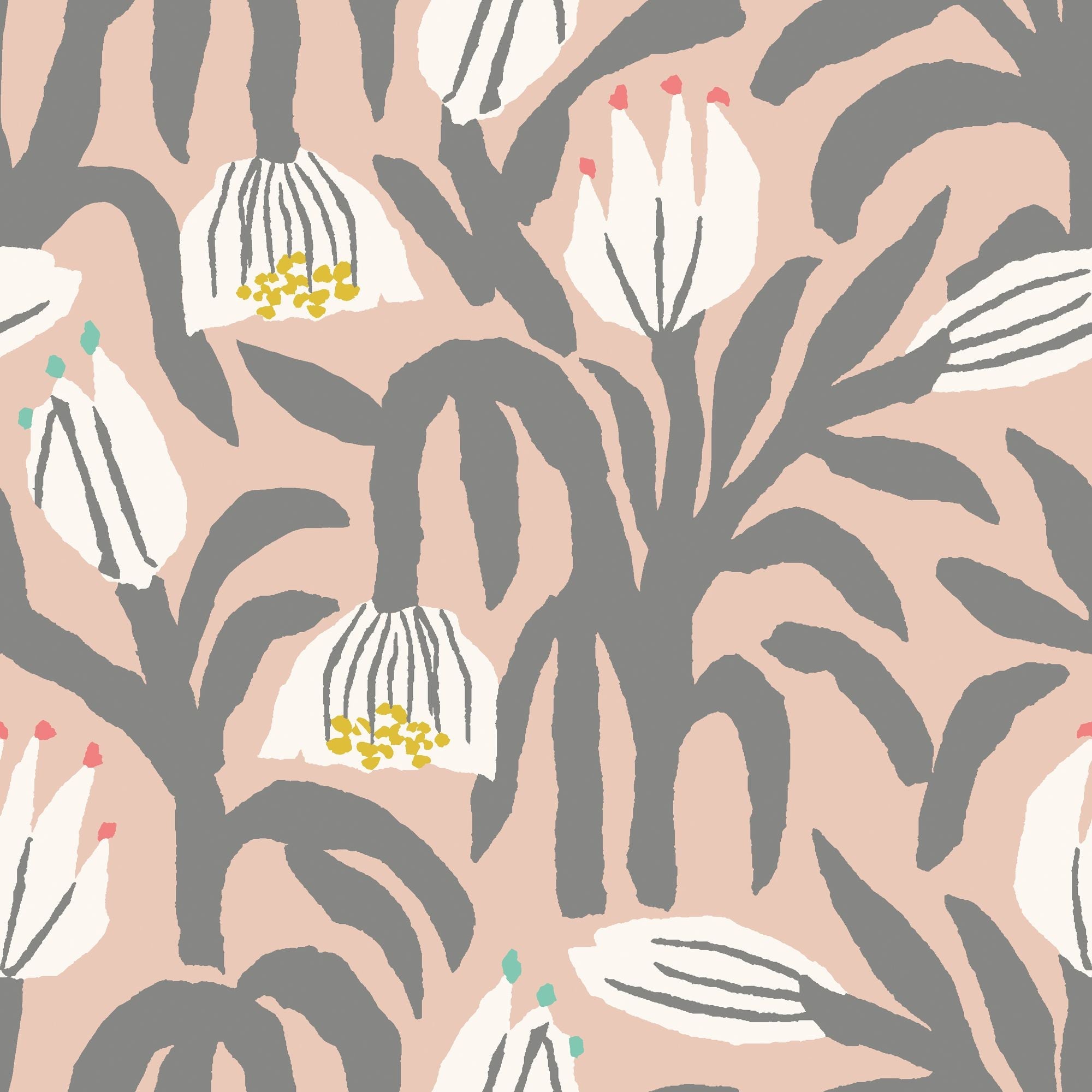 HWA1152W Chunky Flower Powder Puff Wallpaper by Hoopla Walls