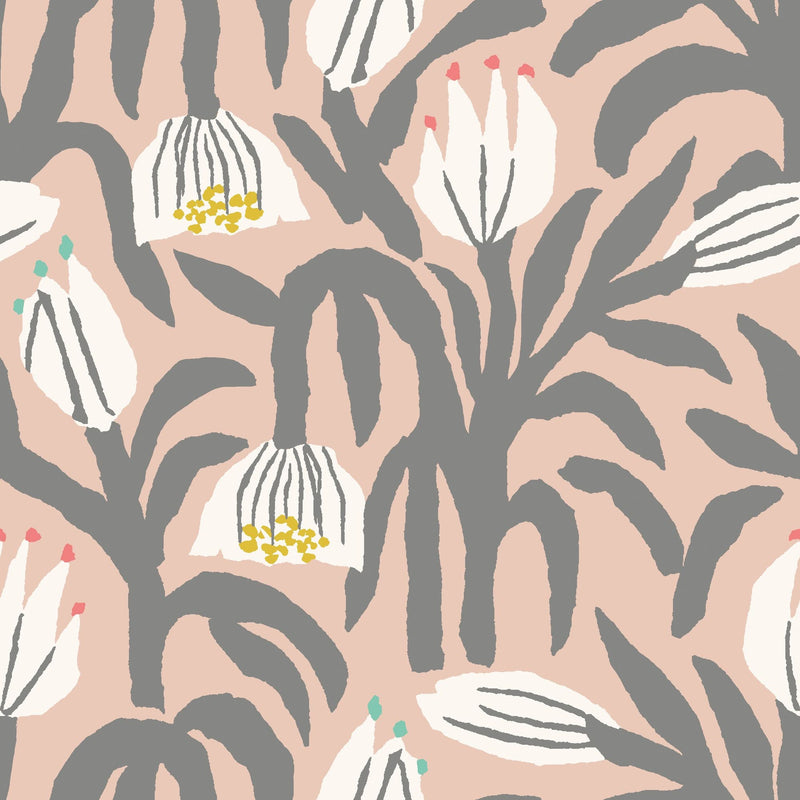 HWA1152W Chunky Flower Powder Puff Wallpaper by Hoopla Walls