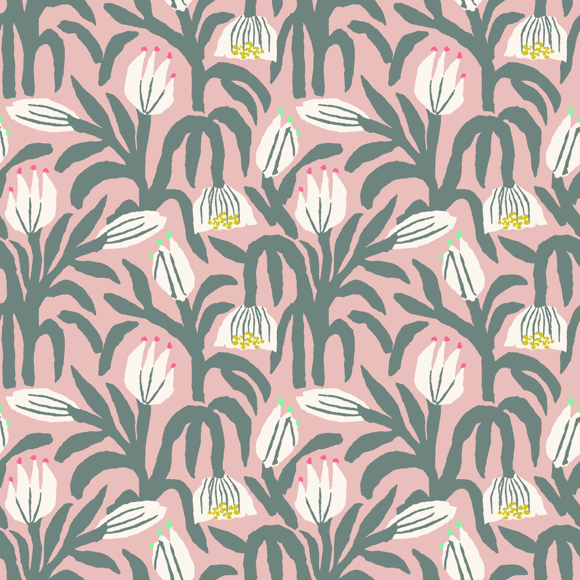 HWA1152W Chunky Flower Powder Puff Wallpaper by Hoopla Walls