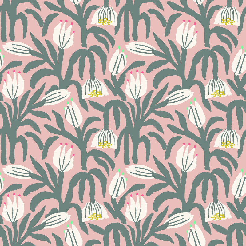 HWA1152W Chunky Flower Powder Puff Wallpaper by Hoopla Walls