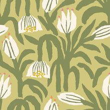 HWA1153W Chunky Flower Olive Green Wallpaper by Hoopla Walls