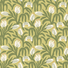 HWA1153W Chunky Flower Olive Green Wallpaper by Hoopla Walls