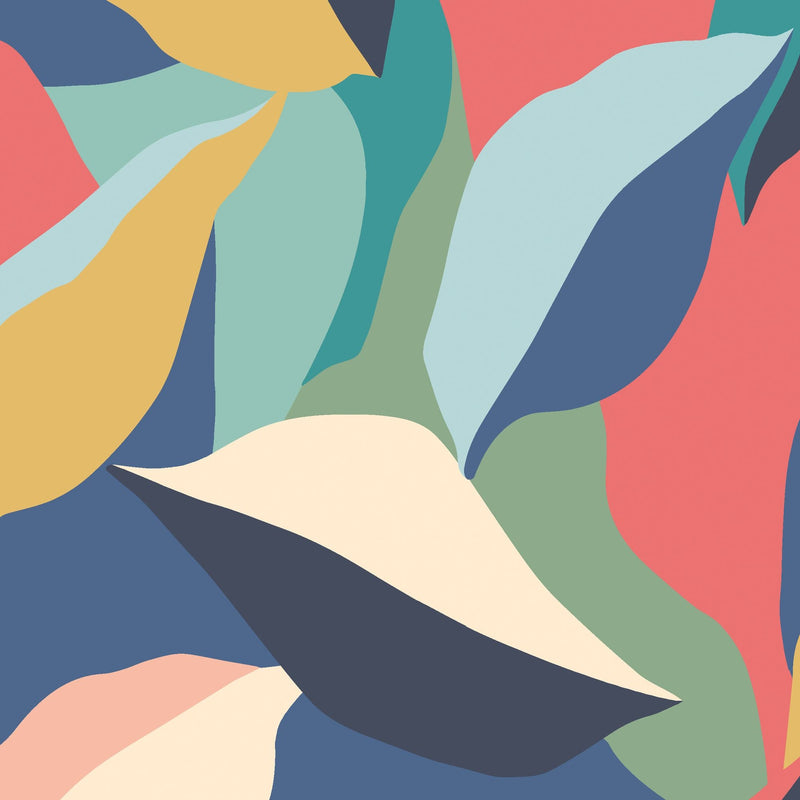 HWA1155W Leafy Patchwork Navy Twist Wallpaper by Hoopla Walls