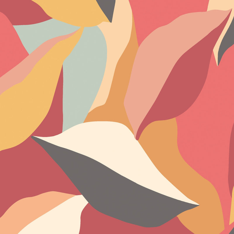 HWA1157W Leafy Patchwork Spice Mix Wallpaper by Hoopla Walls