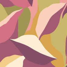 HWA1158W Leafy Patchwork Plum & Olive Wallpaper by Hoopla Walls