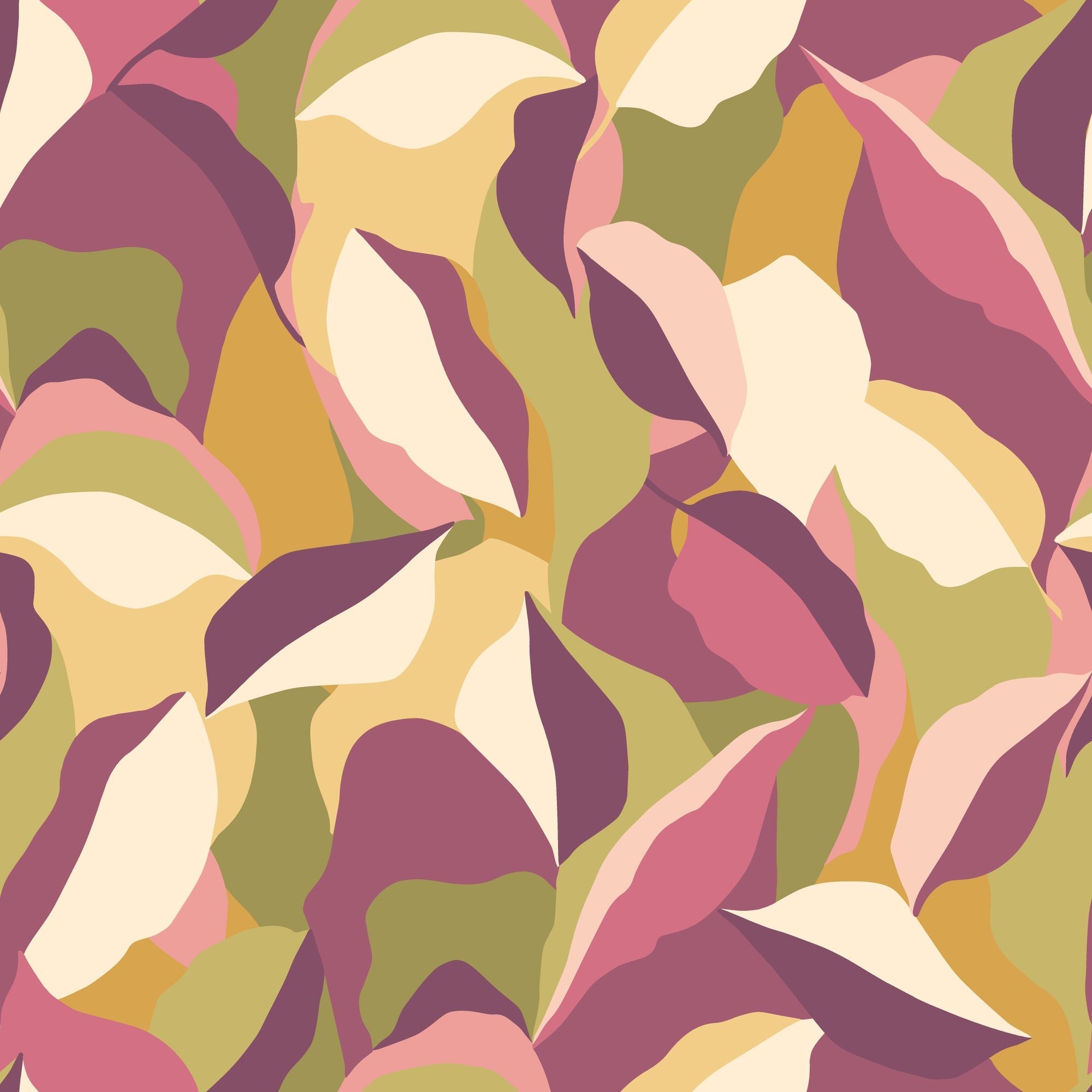 HWA1158W Leafy Patchwork Plum & Olive Wallpaper by Hoopla Walls