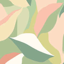 HWA1160W Leafy Patchwork Olive & Blush Wallpaper by Hoopla Walls