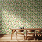 HWA1160W Leafy Patchwork Olive & Blush Wallpaper by Hoopla Walls
