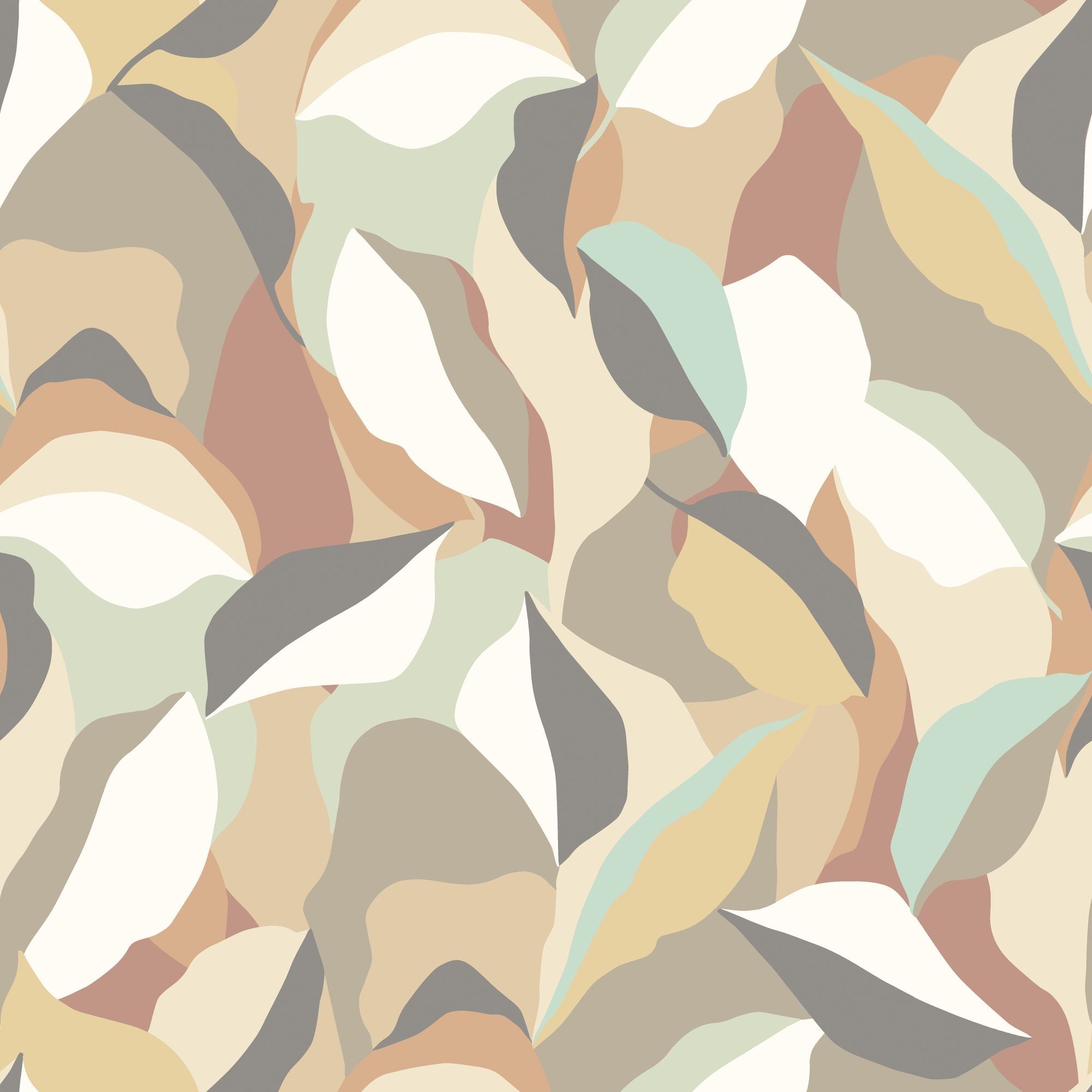 HWA1161W Leafy Patchwork Caramel & Mint Wallpaper by Hoopla Walls