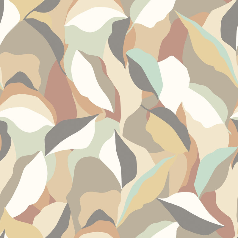 HWA1161W Leafy Patchwork Caramel & Mint Wallpaper by Hoopla Walls