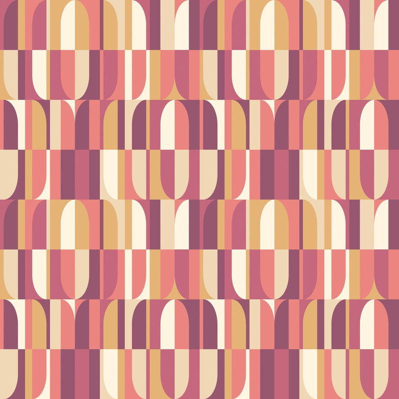 HWA1162W Building Blocks Plum & Gold Wallpaper by Hoopla Walls