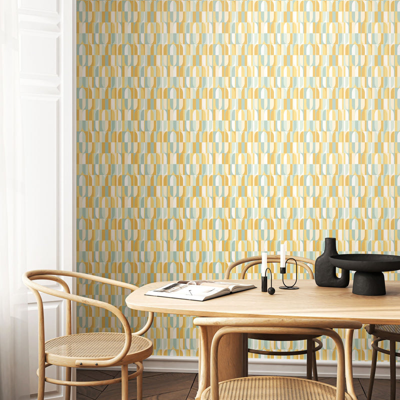 HWA1164W Building Blocks Mellow Yellow Wallpaper by Hoopla Walls