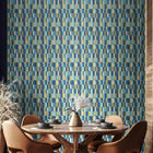 HWA1167W Building Blocks Indigo & Gold Wallpaper by Hoopla Walls