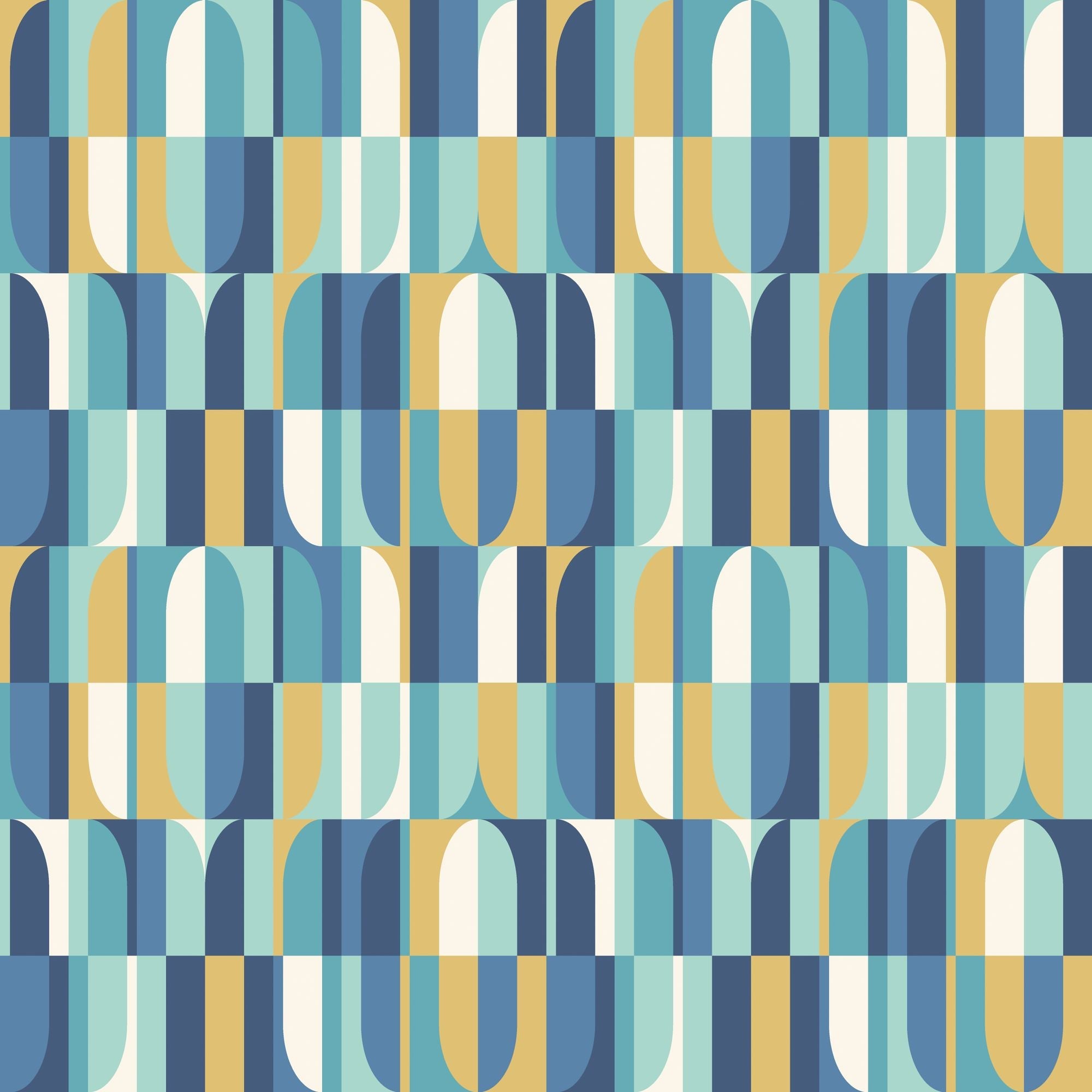 HWA1167W Building Blocks Indigo & Gold Wallpaper by Hoopla Walls