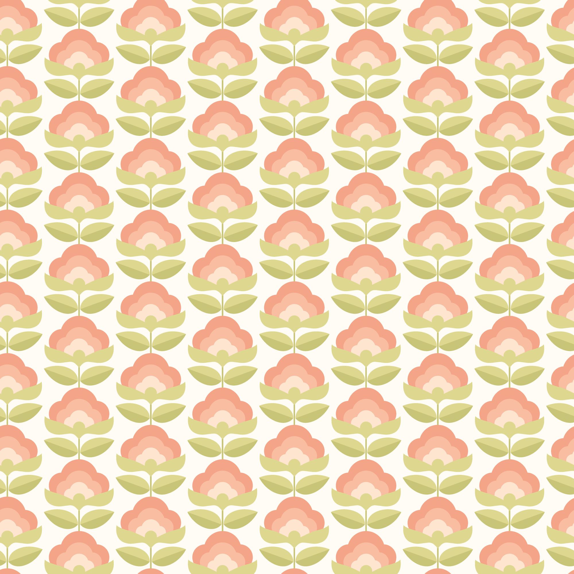 HWA1169W Retro Flower Apricot Mix Wallpaper by Hoopla Walls