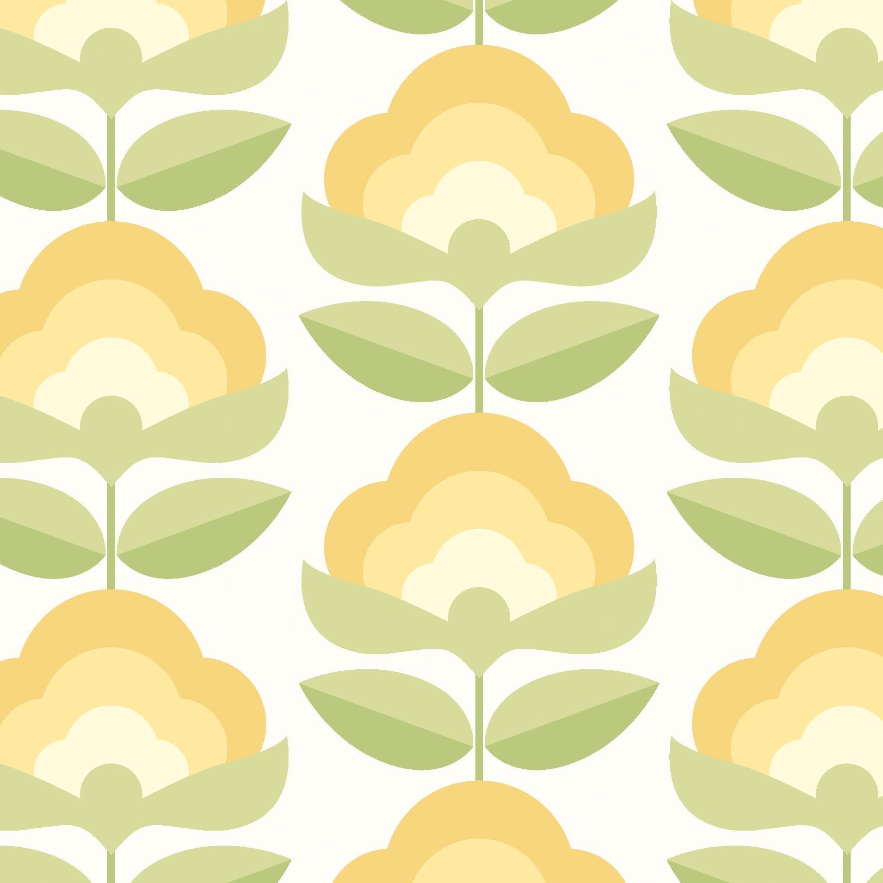 HWA1170W Retro Flower Sunshine Wallpaper by Hoopla Walls
