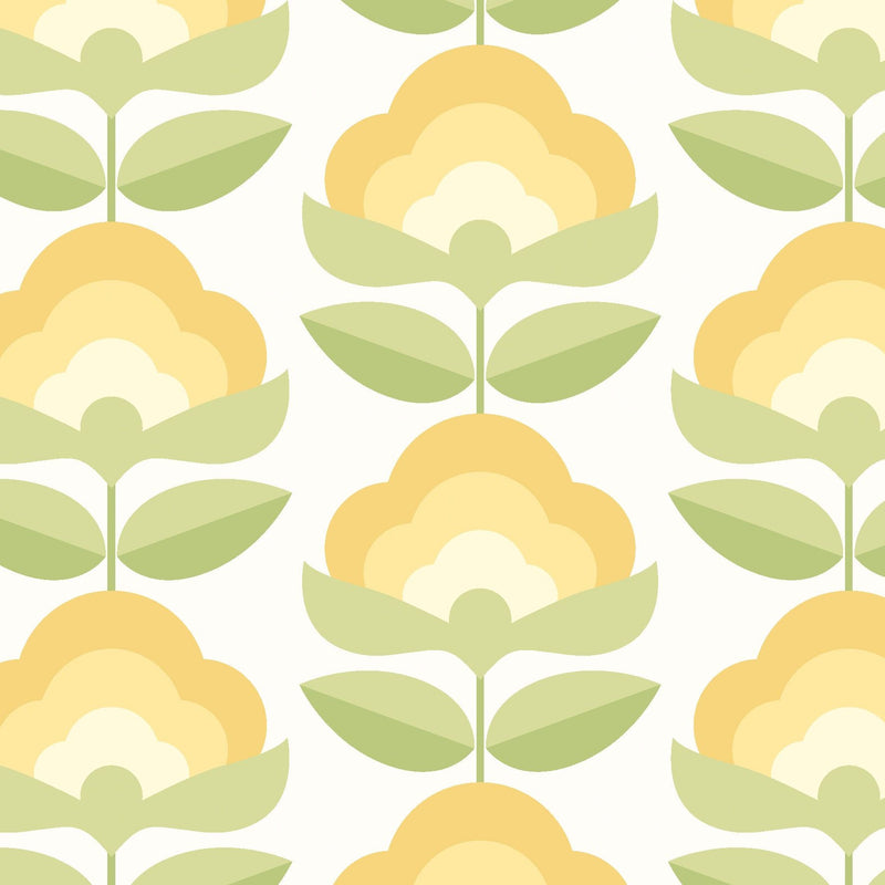 HWA1170W Retro Flower Sunshine Wallpaper by Hoopla Walls