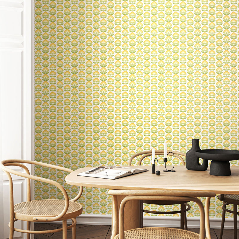 HWA1170W Retro Flower Sunshine Wallpaper by Hoopla Walls
