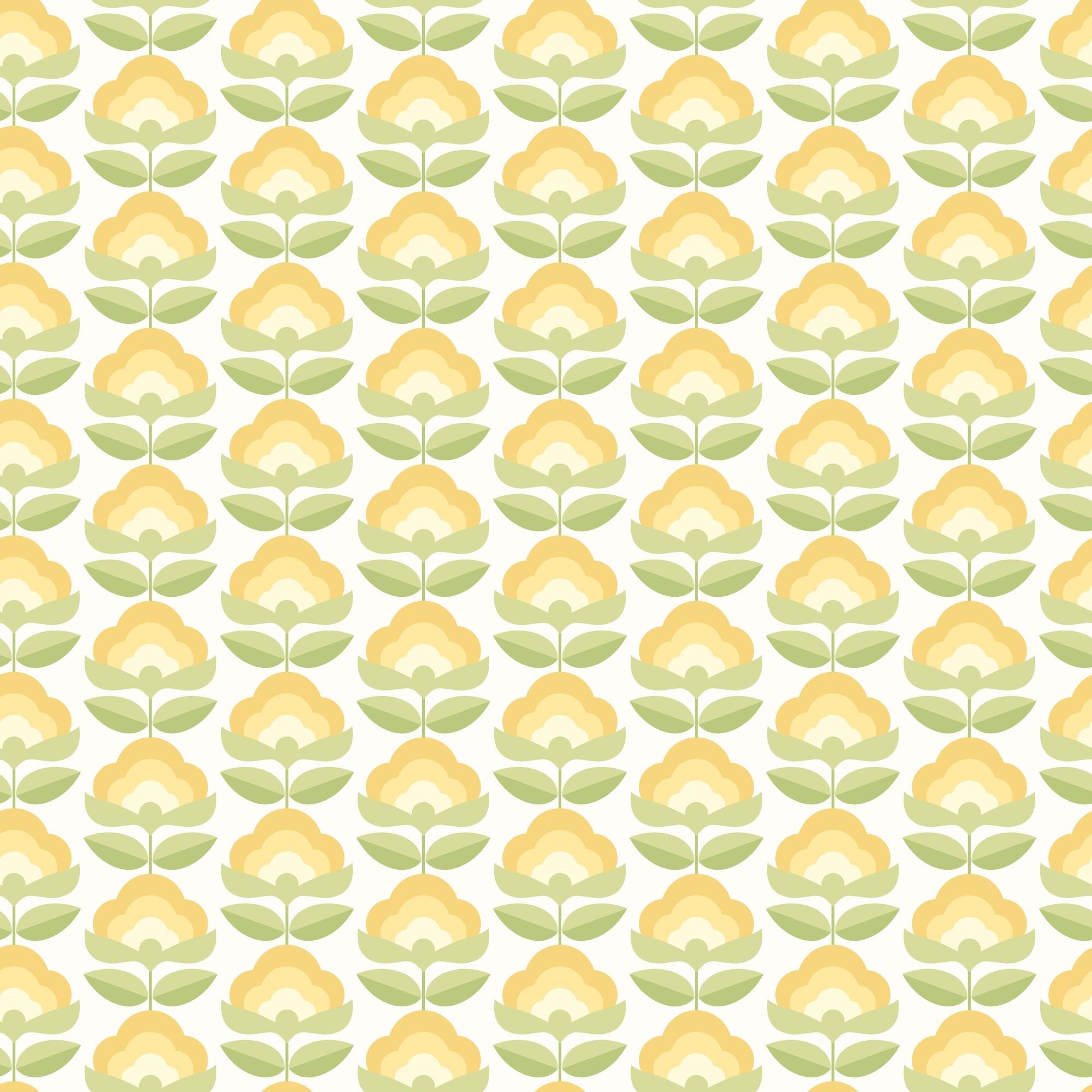 HWA1170W Retro Flower Sunshine Wallpaper by Hoopla Walls