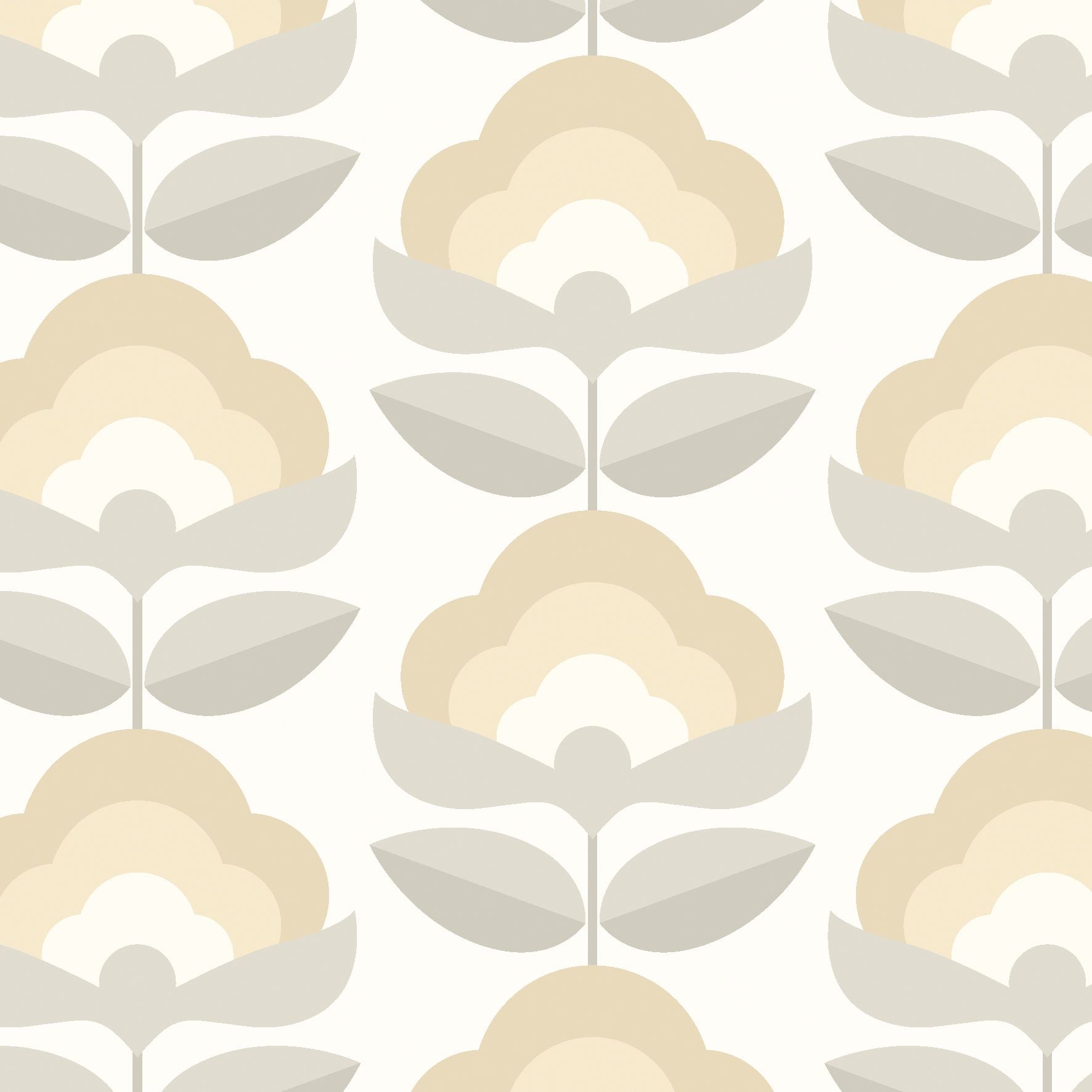 HWA1172W Retro Flower Stone & Dove Wallpaper by Hoopla Walls