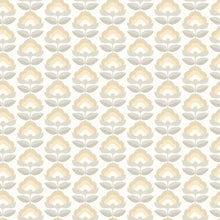 HWA1172W Retro Flower Stone & Dove Wallpaper by Hoopla Walls